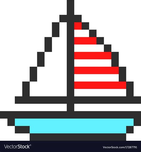 Ship yacht boat pixel art cartoon retro game style