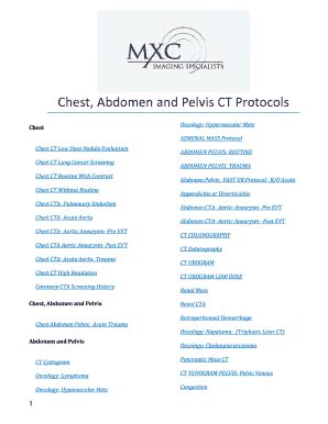 Fillable Online Chest, Abdomen and Pelvis CT Protocols Fax Email Print ...