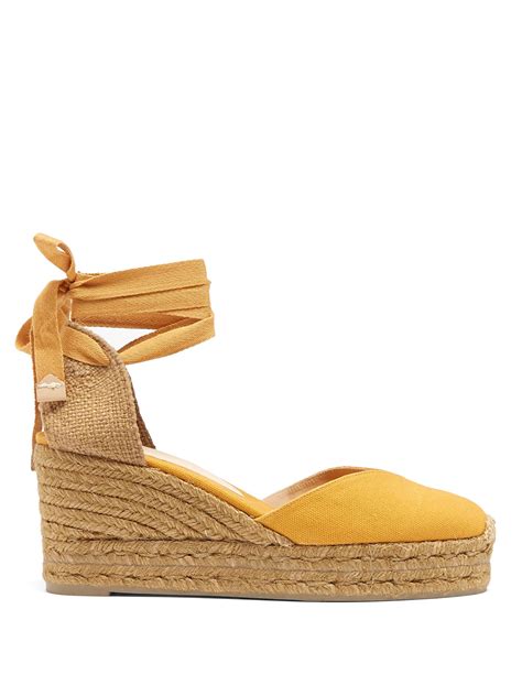 Castañer Chiara Canvas Wedge Espadrilles in Yellow | Lyst