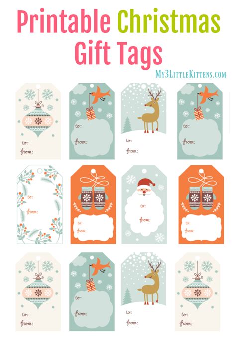 Free Printable Christmas Gift Tags - My 3 Little Kittens