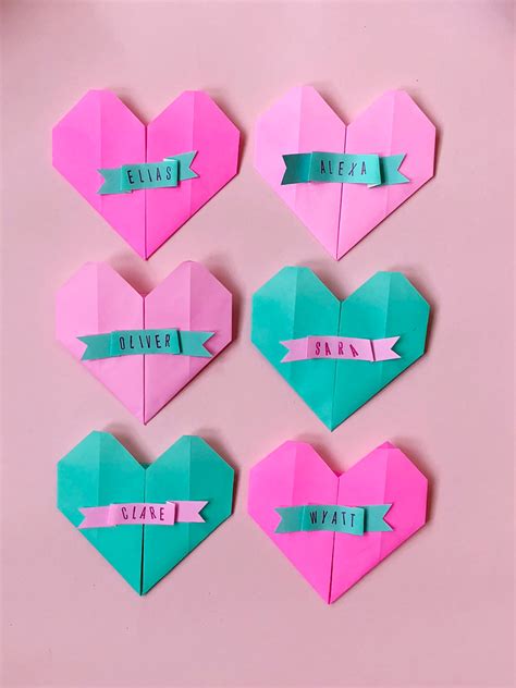 how to make paper origami hearts Origami heart fold craft valentines directions paper ...