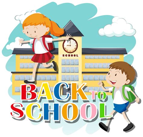 Back to school theme with kids at school 683241 Vector Art at Vecteezy