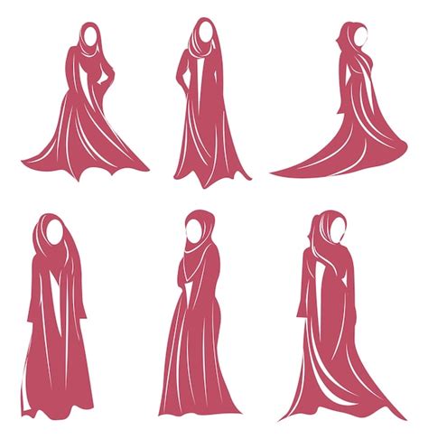 Premium Vector | Abaya muslim hijab dress silhouettes premium vectors