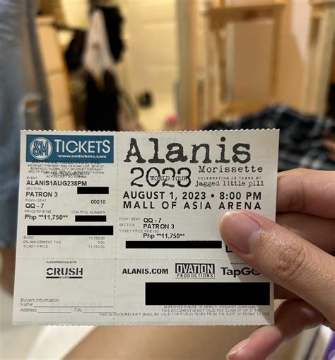 ALANIS MORISSETTE 2023 WORLD TOUR CONCERT TICKET, Tickets & Vouchers ...