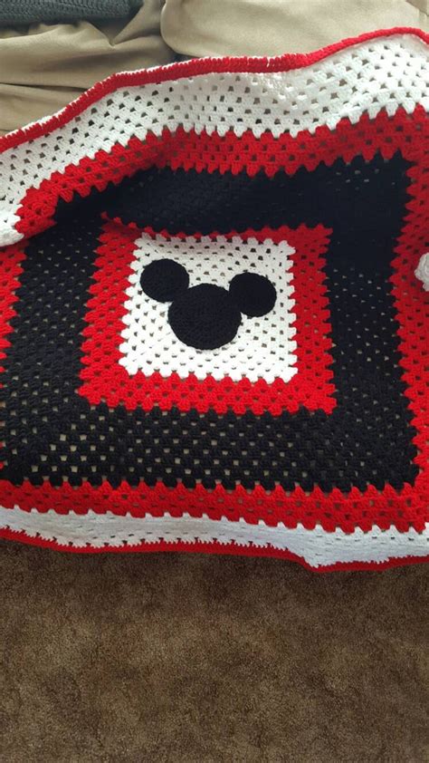 Crochet Mickey Mouse Granny Square Blanket - Etsy