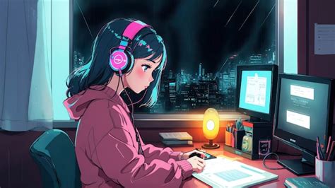 Premium AI Image | Anime Lofi Girl Relaxing Study Session with Chill Vibes