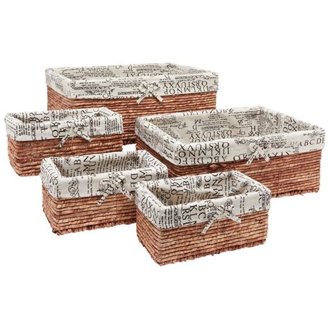 5-Pack Rectangle Wicker Storage Baskets for Organizing Shelves ...