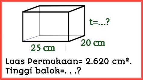 Cara Menghitung Lebar Balok Jika Diketahui Luas Permukaan Panjang Dan ...