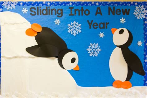 Winter New Year Penguin Bulletin Board | Preschool bulletin, Teacher bulletin boards, Winter ...