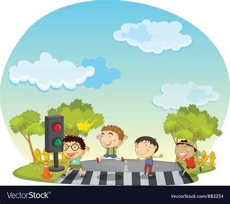 children crossing the street. Download a Free Preview or High Quality Adobe Illustrator Ai, EPS ...