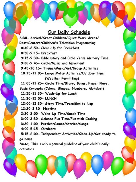 Day Care Logos | Daily Schedule - Marcy's Shining Stars In-Home ...