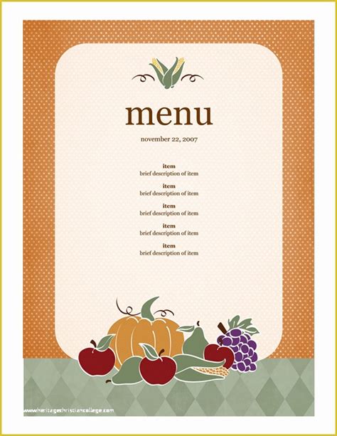 Breakfast Menu Template Free Of Menu Template Word ...