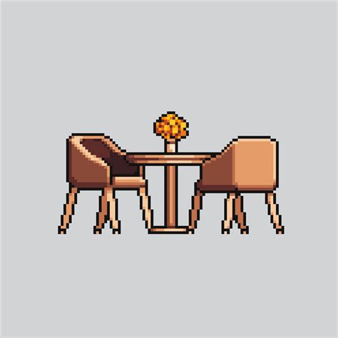 Pixel art illustration Table and Chair. Pixelated Table Chair. Coffee ...