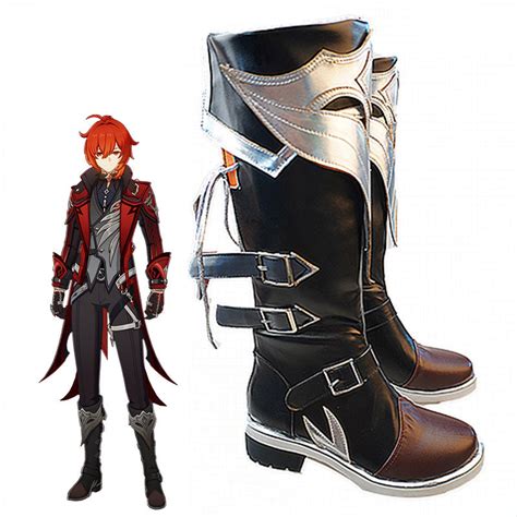 Genshin Impact Diluc Red Dead of Night Shoes Cosplay Boots – Winkcosplay