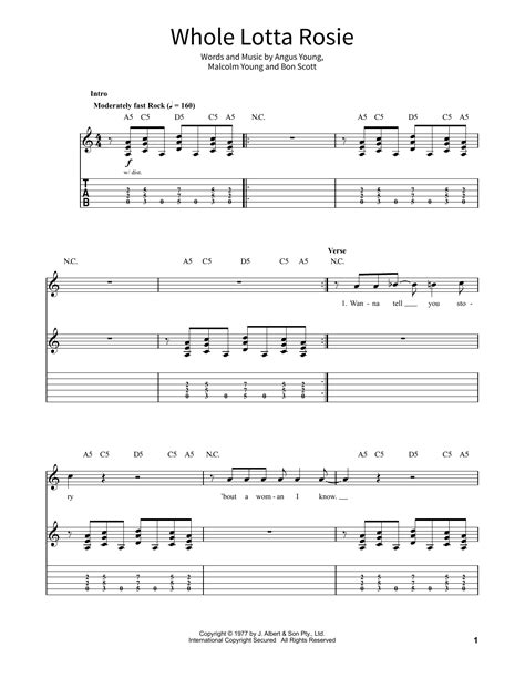 Whole Lotta Rosie by AC/DC Sheet Music for School of Rock – Guitar Tab at Sheet Music Direct