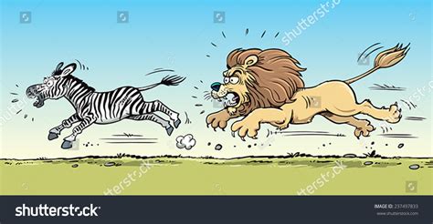 Lion Hunting A Zebra Stock Vector Illustration 237497833 : Shutterstock