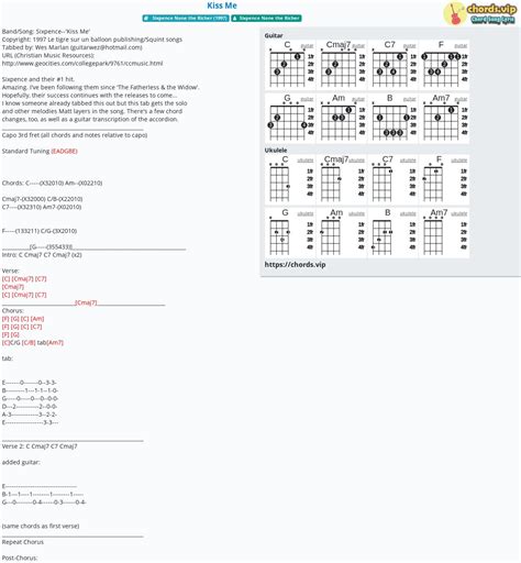 Chord: Kiss Me - tab, song lyric, sheet, guitar, ukulele | chords.vip