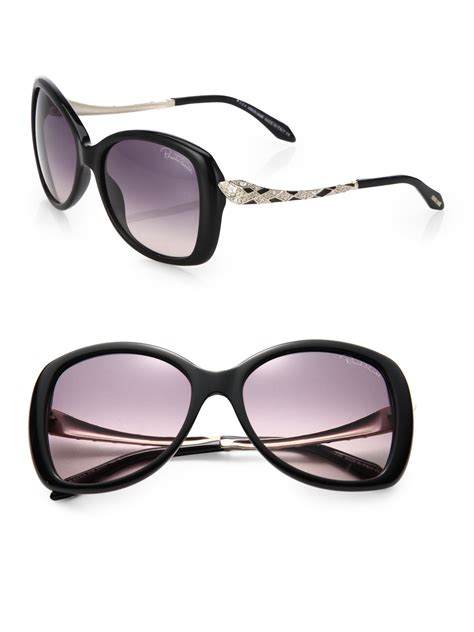 Lyst - Roberto cavalli Embellished Snake 57mm Round Sunglasses in Black