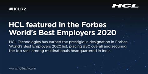 HCL Technologies is in the Forbes World’s Best Employers list