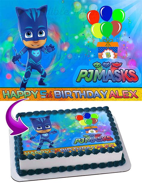 CatBoy PJ MASKS Edible Cake Image Topper Personalized Picture 1/4 Sheet ...