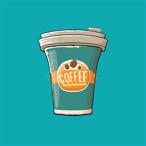 Coffee Cup Isolated on Turquoise Background . Vector Coffee Paper Color Cup with Hot Coffee and ...