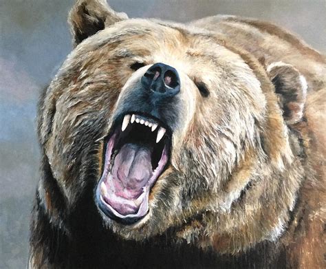 Growling Bear Painting by Paul Hardern - Pixels