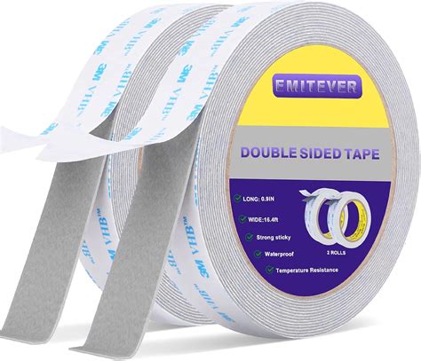 Double Sided Tape Heavy Duty, EMITEVER 2 Mounting Tapes, 2 Rolls,Two Sided Adhesive Tape ...