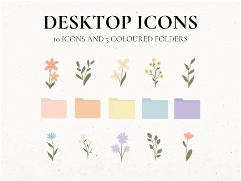 the desktop icon set includes flowers, leaves and other things in ...