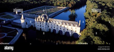 France, Indre et Loire, Chenonceau castle (aerial view Stock Photo - Alamy