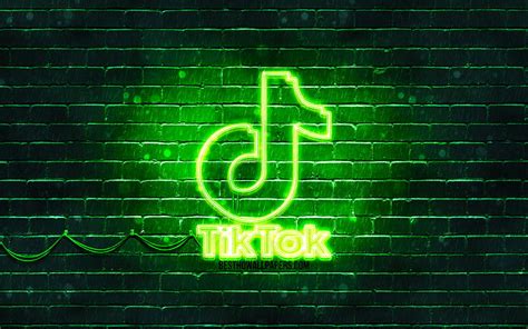 4K free download | TikTok green logo green brickwall, TikTok logo ...