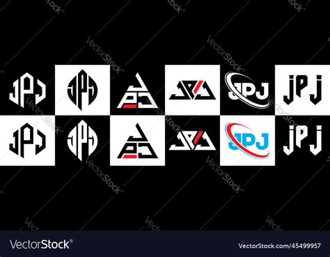 Jpj letter logo design in six style polygon Vector Image