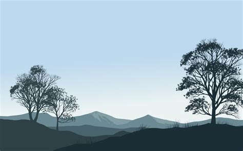 Nature Background With Silhouette of trees and mountain 3021662 Vector ...