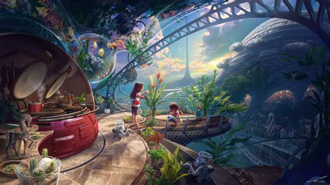 Download Futuristic Plant Fish Child Sci Fi Landscape HD Wallpaper by Thomas Chamberlain - Keen