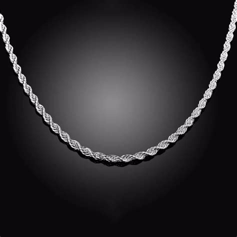 Men's 925 Sterling Silver Necklace Twisted Rope Chain 3mm 16 30" Wholesale 925 Silver Jewelry ...