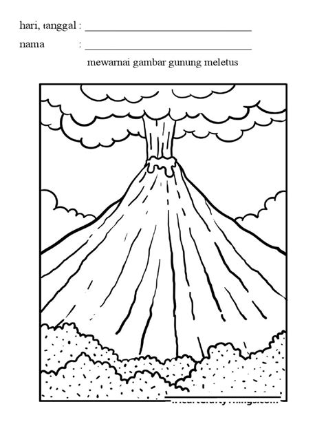 Mewarnai gambar gunung meletus | PDF