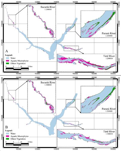 Aquatic macrophytes identification in the Landsat 8 image for A)... | Download Scientific Diagram