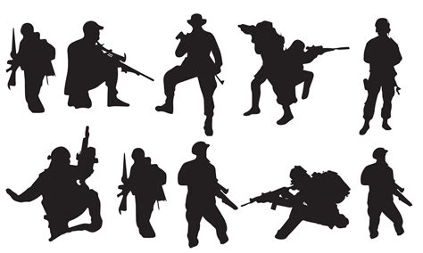 army soldier vector illustration design silhouette black and white ...