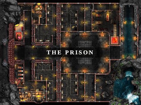 The Prison Battlemap, Dnd Battle Map, D&D, Battle Map, Dungeons and Dragons, 5e, Roll20, Fantasy ...