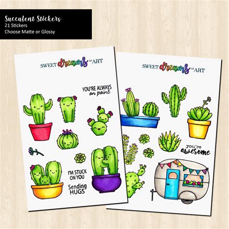 Cute Succulent Stickers | Etsy