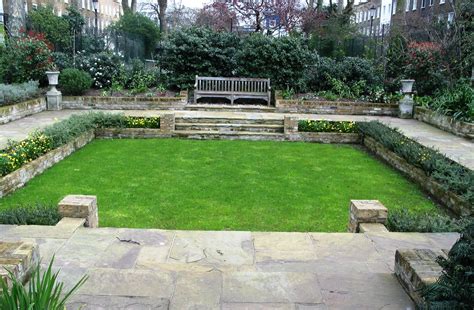 Sunken Garden with Reclaimed Yorkstone and Lawn - Simon Scott Landscaping