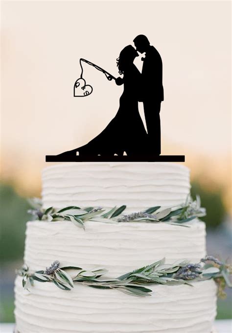 Custom Wedding Cake Topper,Hooked On Love, Personalized Topper,fishing ...