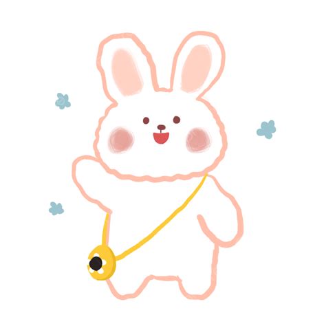 Korean Cute Bunny PNG Transparent, Cute Korean Bunny Travelling Sticker ...
