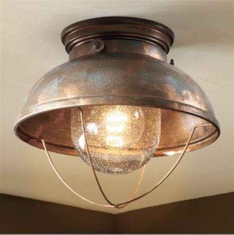 Cabin and Lodge Decor Rustic Light Fixtures Ceiling Flush Mount Antique Copper | Rustic ceiling ...