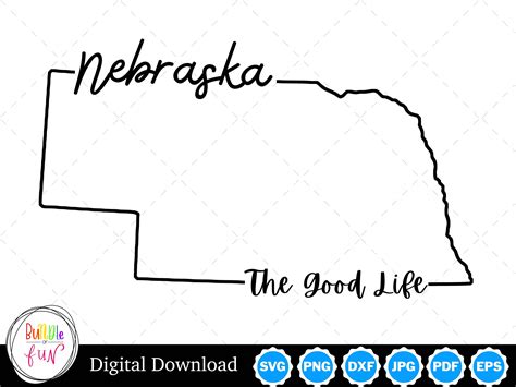 Nebraska State Outline Design, Nebraska PNG, Nebraska SVG, Nebraska Cut ...