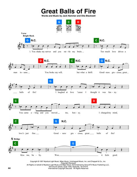 Great Balls Of Fire Chords - Sheet and Chords Collection