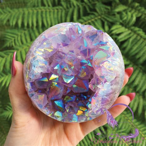 Rainbow Aura Quartz Geode Sphere Crystal Ball XL #2 | unicornmanor