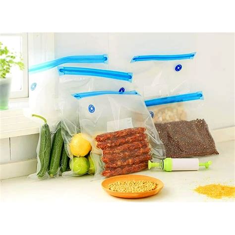 5 Multi size Bags Reusable Vacuum Sealed Bag Food Saver Storage with Hand Pump - Walmart.com ...