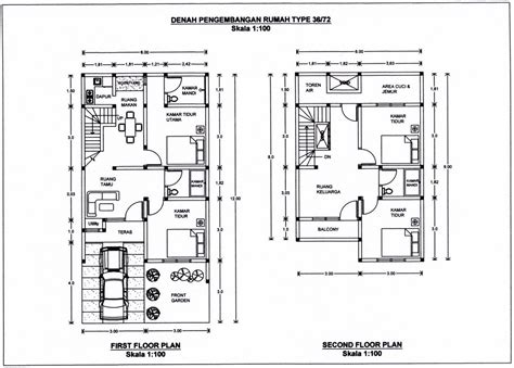 Denah Rumah 2 Lantai Luas 200m2 | Arsihome