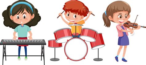 Set of different kids playing musical instruments 2169088 Vector Art at ...