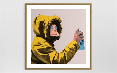 Banksy, Icon, Monkey Mask Session, Yellow/Violet, 2022. — James Pfaff